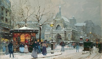 Schneeszene in Paris von Eugene Galien Laloue